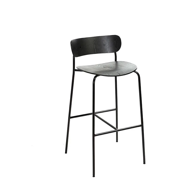 

Retro Industrial Style Solid Wood Wrought Iron High Chair Light Luxury Simple Design Front Desk Furniture