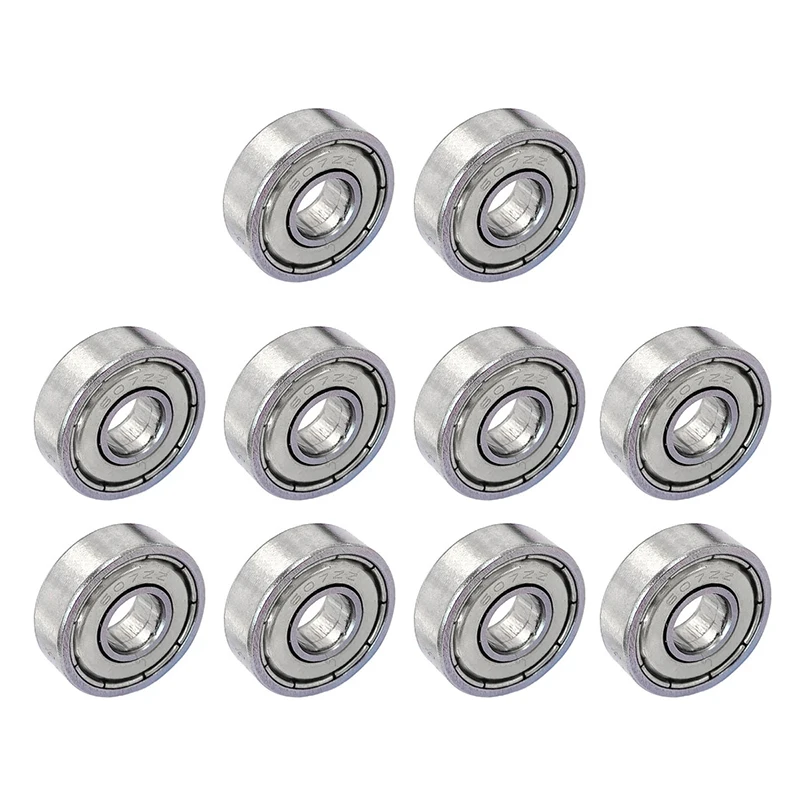 10pcs Deep Groove Bearings Heavy Load 607ZZ Metal Sealed Miniature Bearing Carbon Steel Wear Resistant for Skateboard Scooter