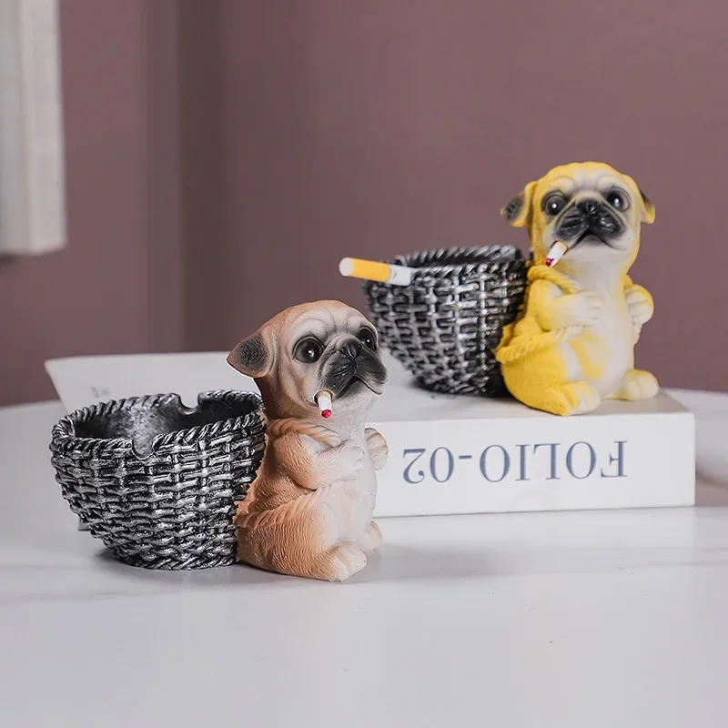 

Cute Puppy Creative Ashtray, Windproof Anti-Ash & Smoke-Proof Home Desktop Ornament for Living Room and Office