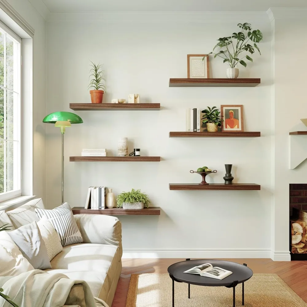 

Large Floating Shelves for Wall Set of 3 Wooden Wall Shelves Room Decor Long Shelf with Invisible Wall Mount Bracket for Bedroom