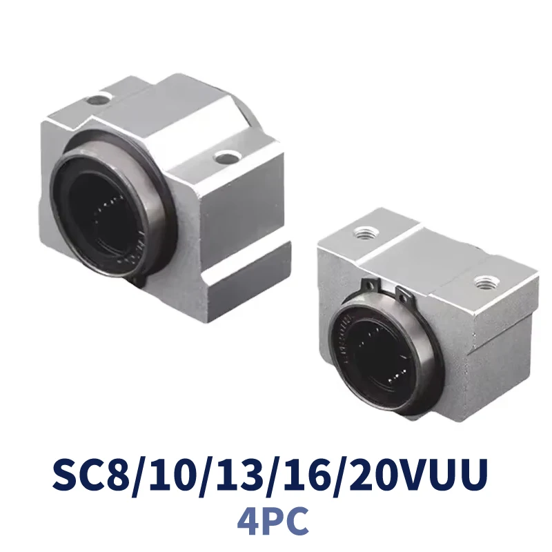 4pcs SC8VUU  SC10VUU SC12VUU SC16VUU SC20VUU SC13VUU linear bearing linear block bearing units CNC router linear Rods shaft