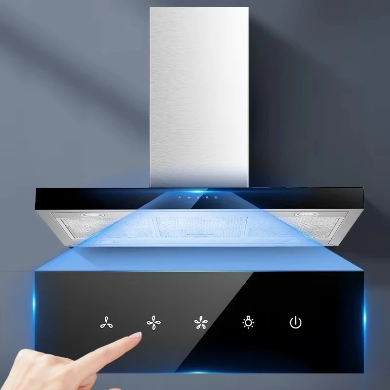 900mm Island Tempered Glass Range Hood with LED Lighting Easy Clean Design T-shape Kitchen Appliance