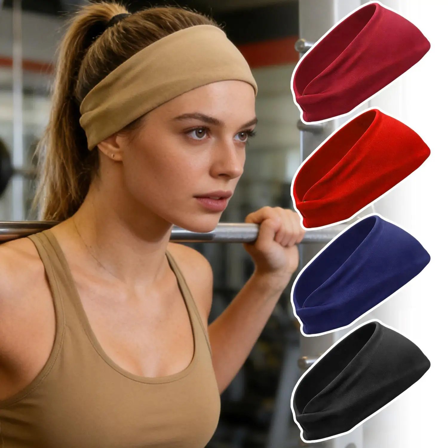 

Absorb Sweat Sport Fitness Headband Solid Colors Soft Breathable Basketball Running Bandage Tennis Yoga Sweatband for Women Men