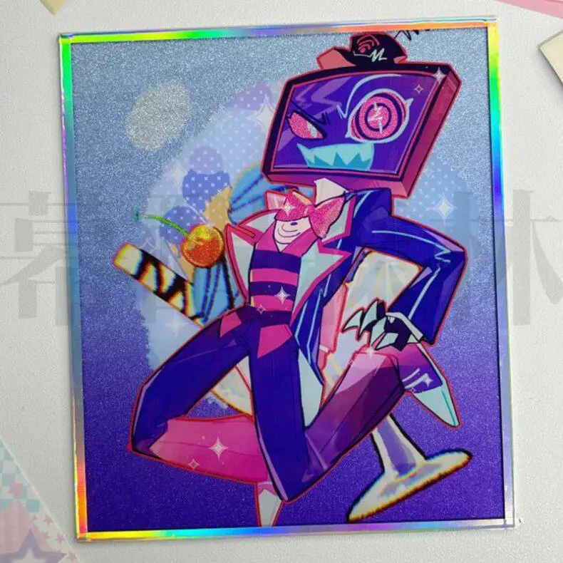 Anime Hazbin Hotel Alastor Charlie Morningstar Vox Husk Cosplay Doujin Signboard Acrylic Stand Cartoon Color Paper Badge Gifts