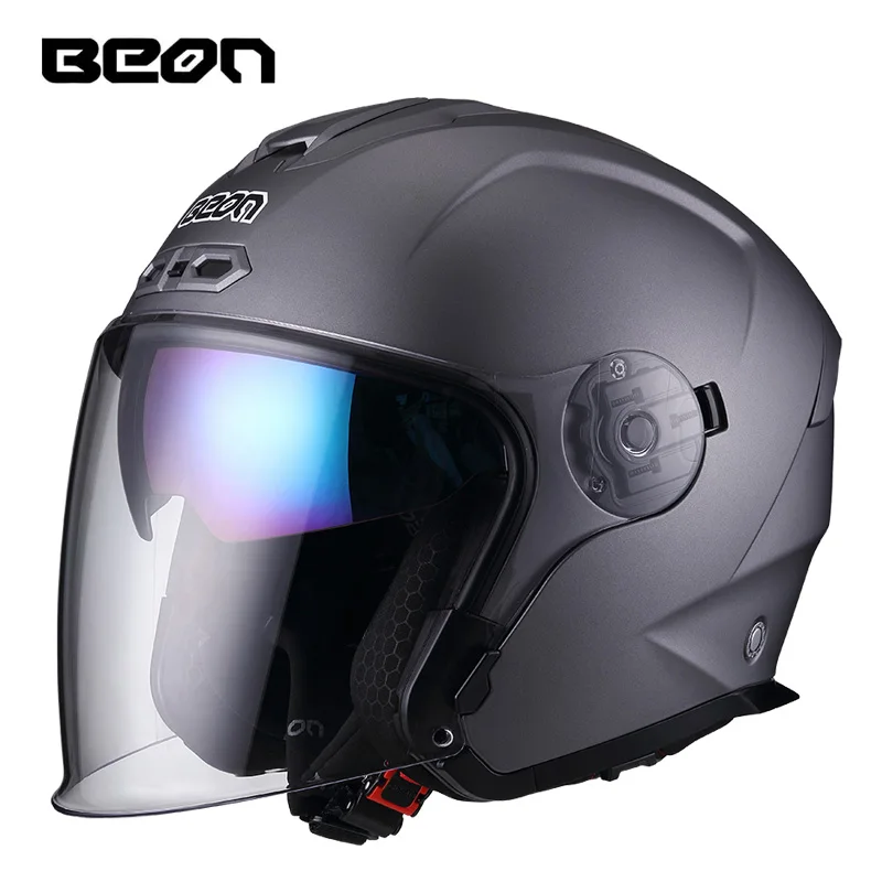 BEON B203 Open Face Dual Lens Visor 3/4 Retro Helmet Motorcycle Scooter Motorbike Vintage Unisex Helmets ECE