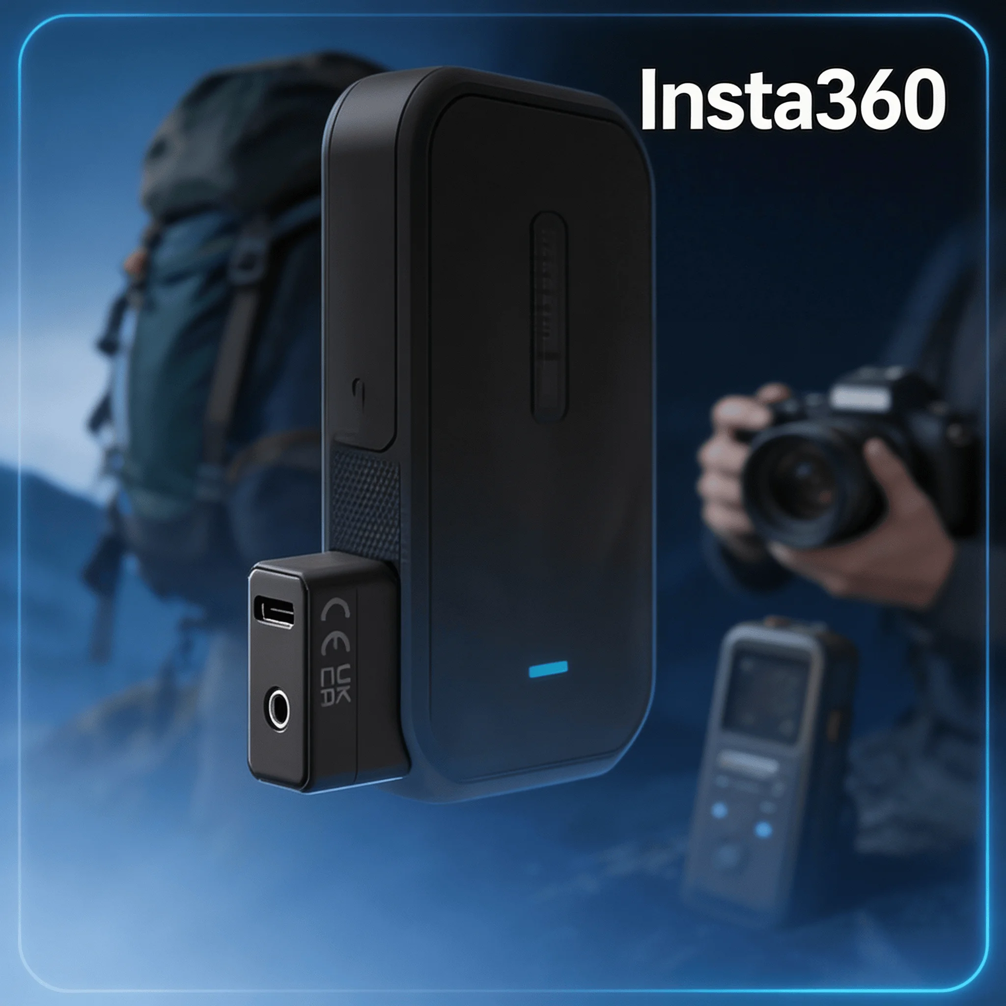 Invisible 360 Shot Audio Charging Adapter, USB-C Power Supply with 3.5mm Mic Input for Insta360 X5 X4 Air