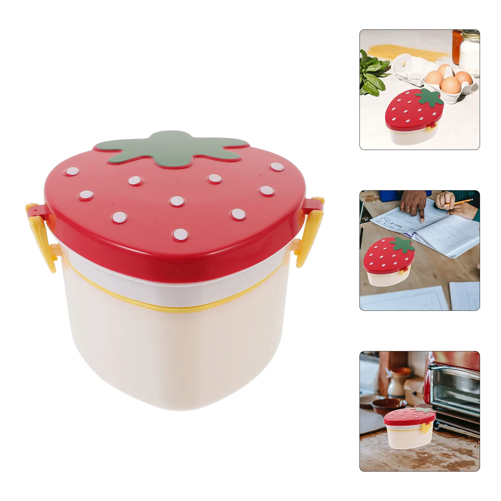

's Strawberry Shape Reusable Bento Box Leak-Proof Portable Plastic Food Storage Multi-Function Meal Box