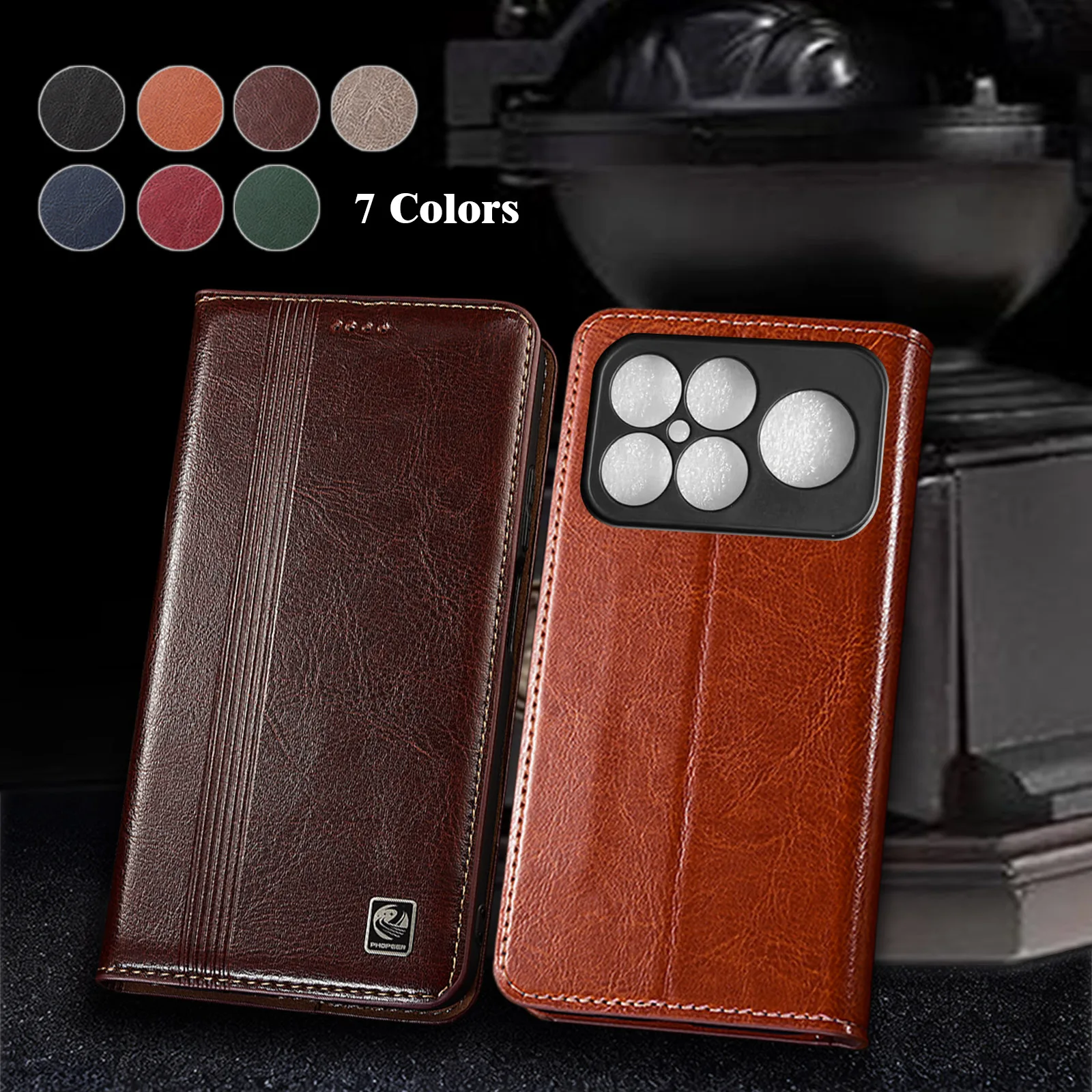 

Genuine Leather Phone Case For Redmi K50 K60 K60E K70 K70E K80 K90 Pro Max Ultra 5G Vertical Line Pattern Wallte Flip Cover Case