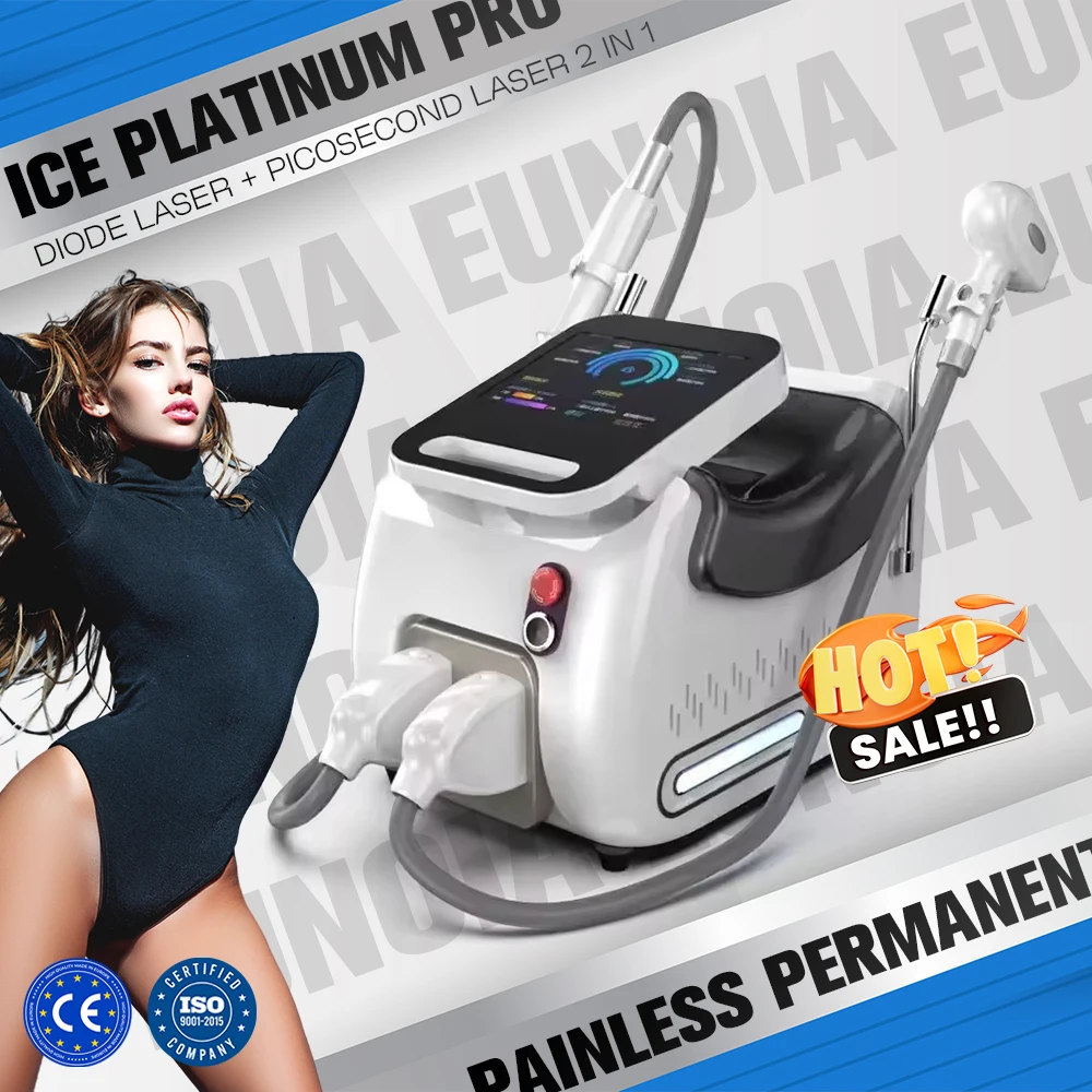 2 in 1 Diode Laser Nd Yag Hair Removal Tattoo Cleaning Machine Picotech Pigmentation Treatment Skin Rejuvenation Beauty Device