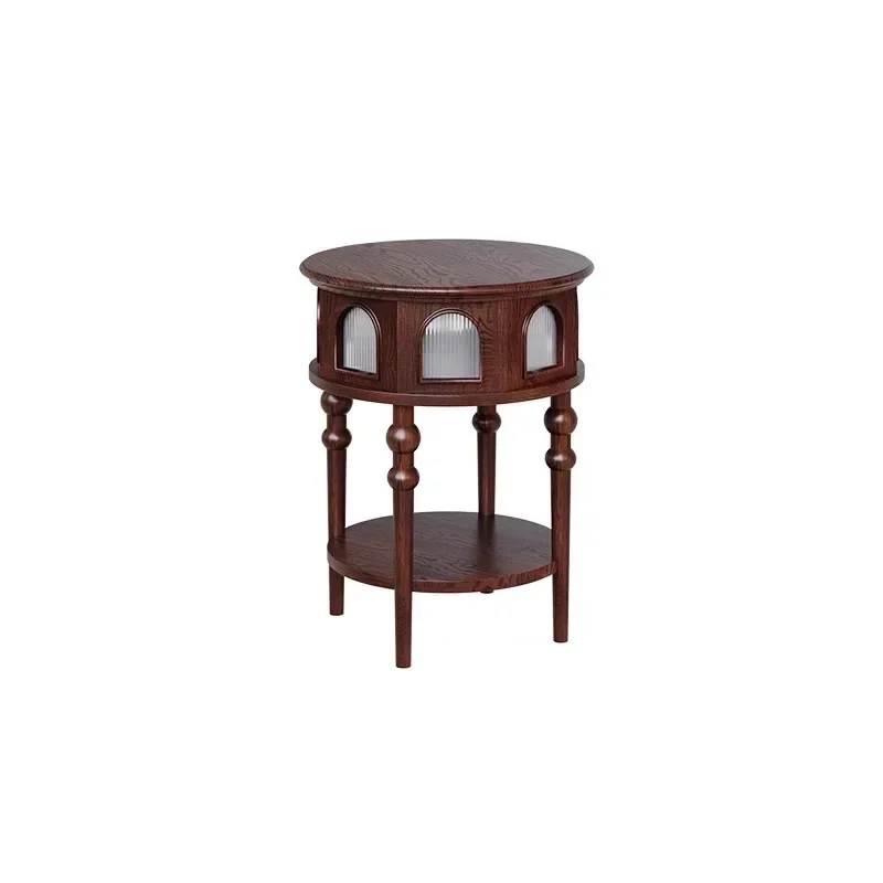 American retro solid wood living room sofa edge removable creative bedside table small table art light luxury high sense