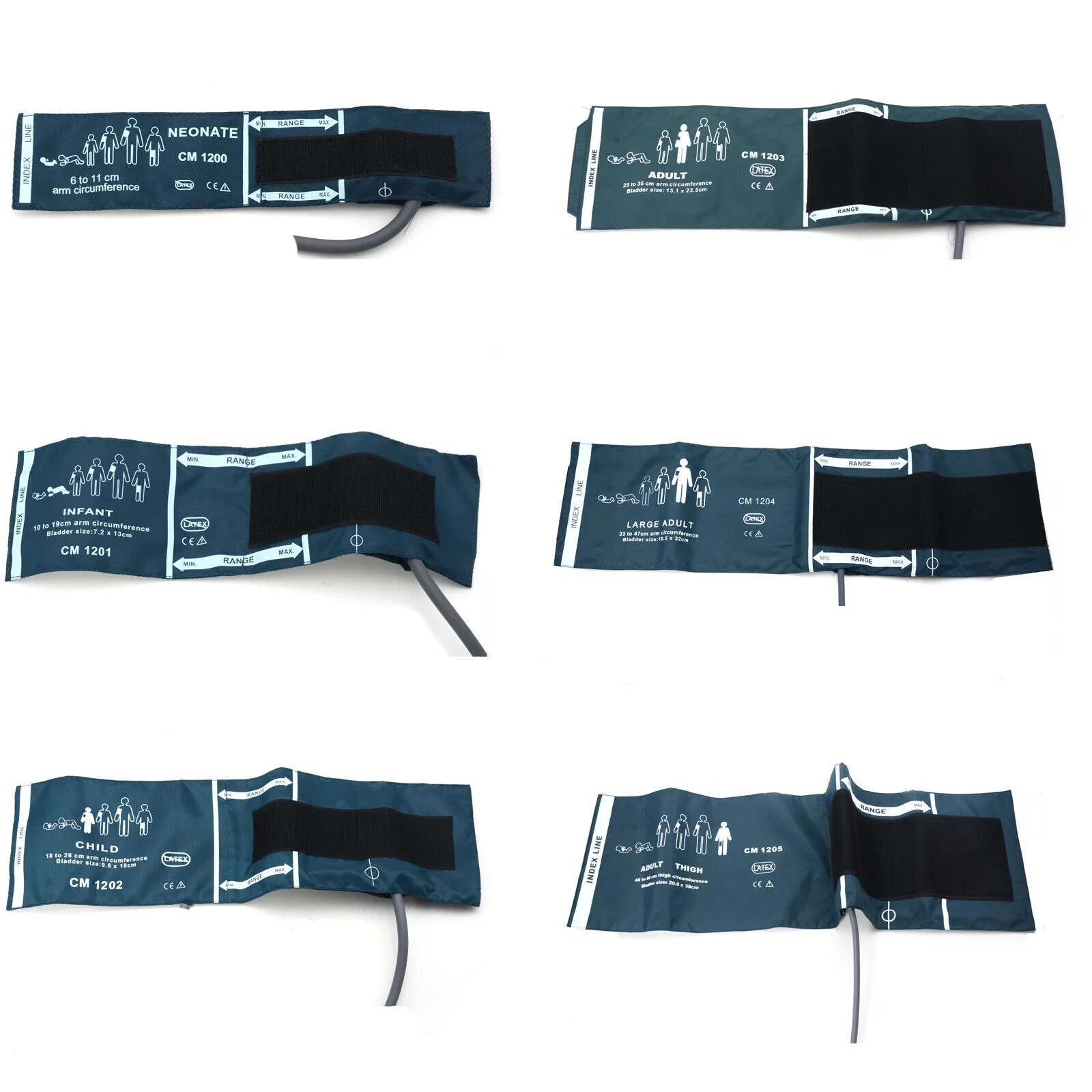 6 sizes available Neonatal Infant Child Adult For Blood Pressure Monitor Universal Cuff Plastic/Metal Connector