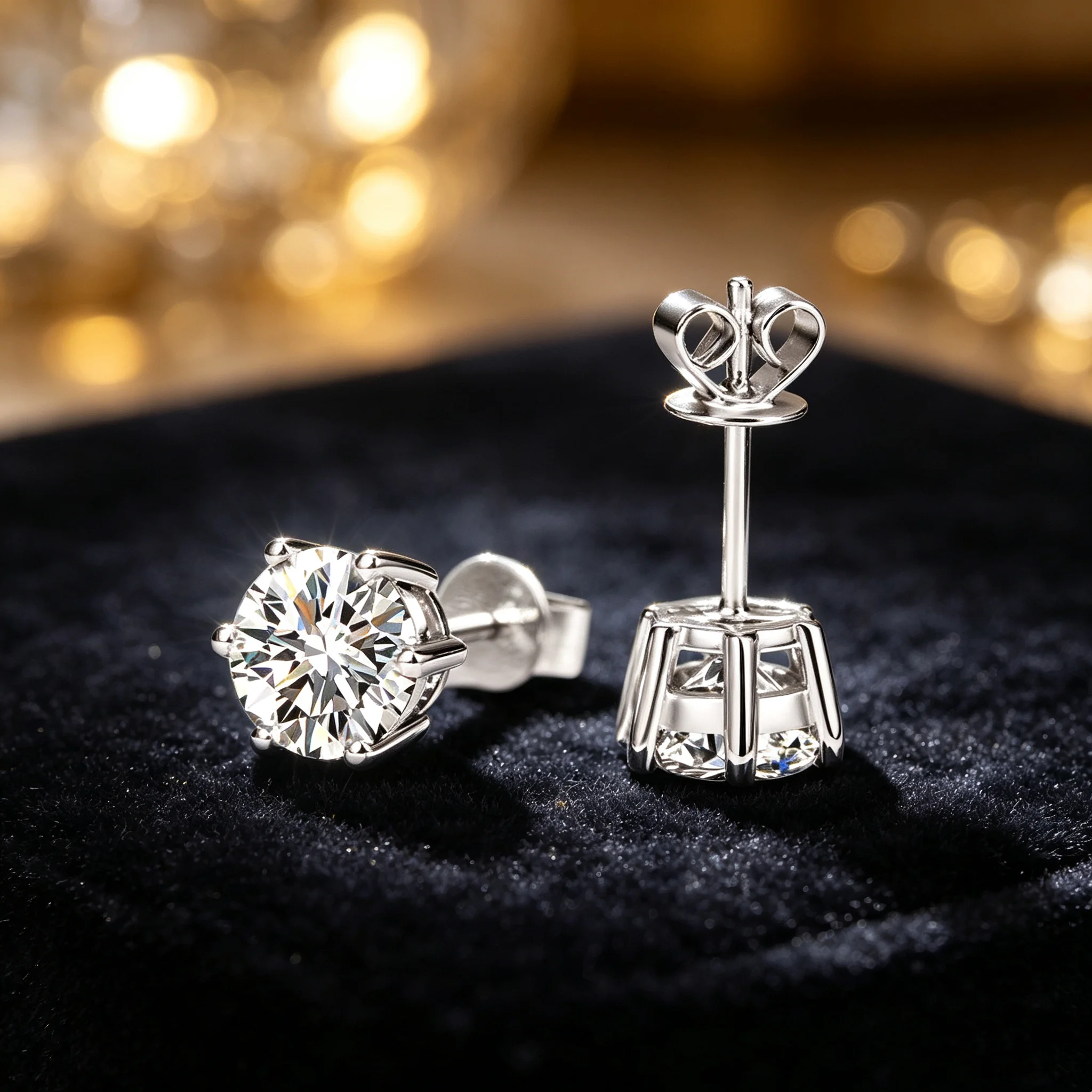 0.1ct-3ct D Color Certified Moissanite Stud Earrings Lab Created Diamond 925 Sterling Silver Gold Plated Wedding Jewelry
