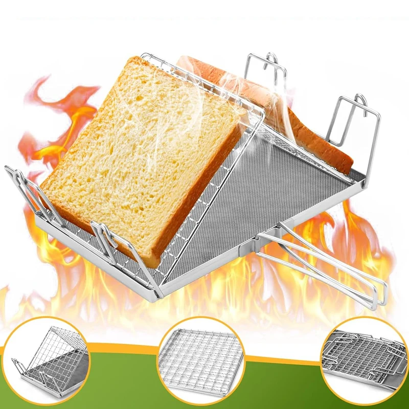Rejilla para tostadas, parrilla para tostadas, pastel de arroz horneado en casa, pescado a la parrilla, parrilla plegable para acampar al aire libre, rejilla de red, 1 ud.