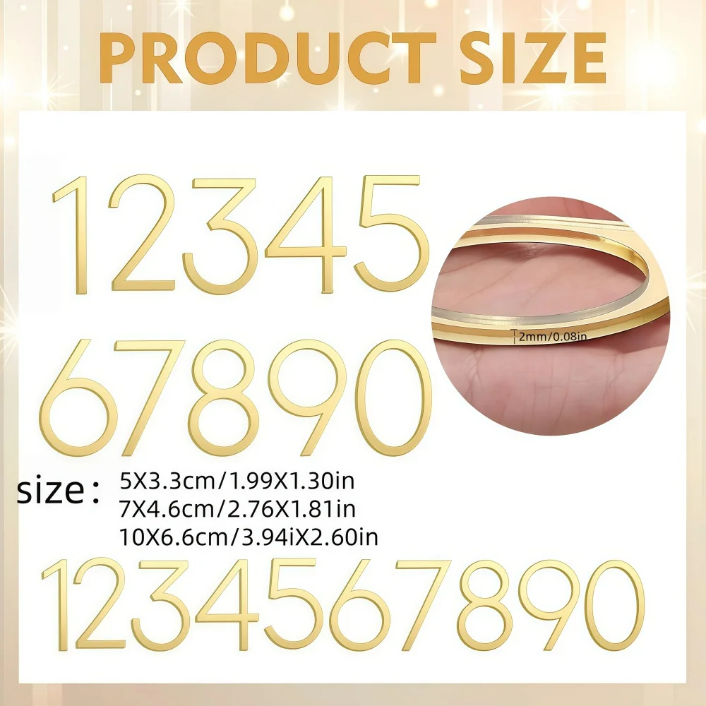 1PC Self-adhesive Acrylic Door Numeral Plaque Digits 0 to 9 House Drawer Sign Gate Digits Hotel Home Sticker Address Door Label