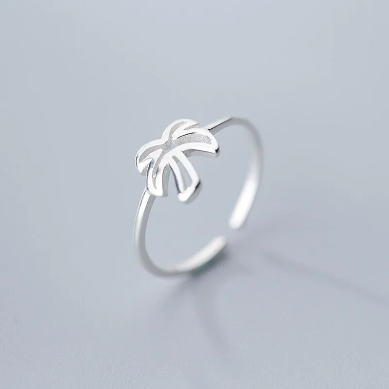 

New Fashion Creative Hollow Coconut Tree 925 Sterling Silver Jewelry Geometric Simple Personality Opening Rings TYB148