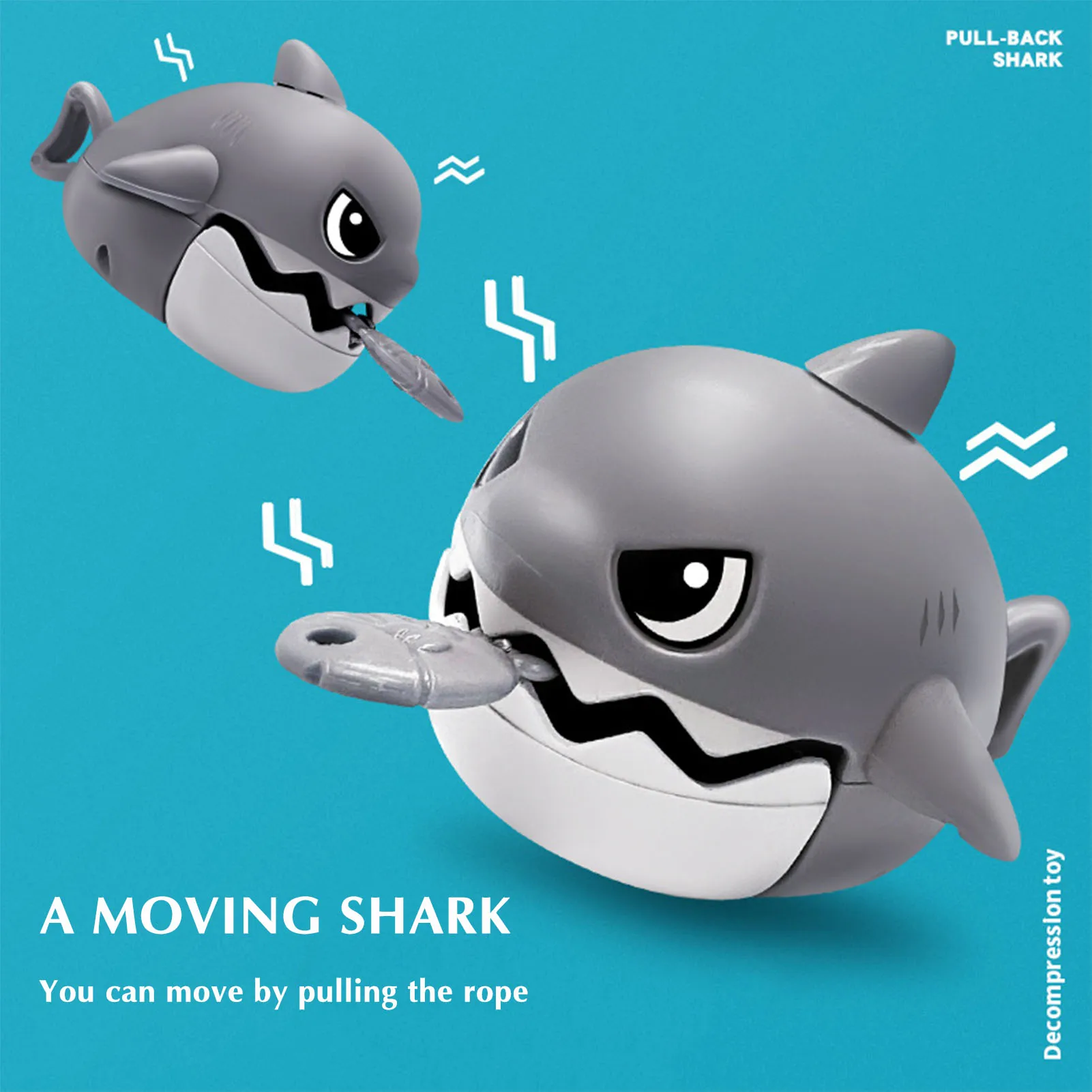 Biting Shark Pull String Pendant Creative Novelty Decompression Toys for Kids Birthday Children's Day Gifts