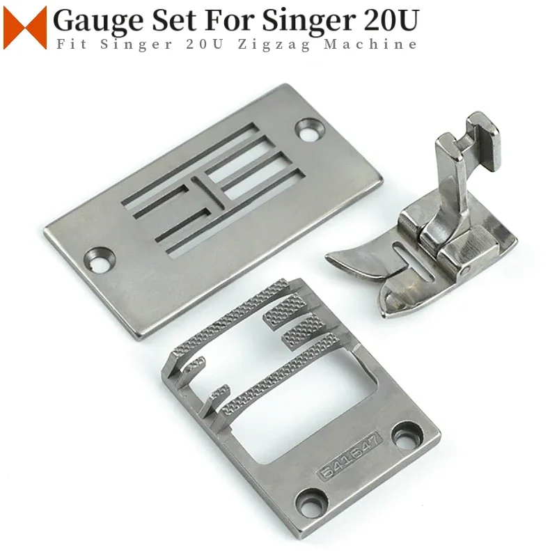 541936+541647+541566 Gauge Set For Singer 20U Zigzag Sewing Machine Needle Plate + Feed Dog + Presser Foot