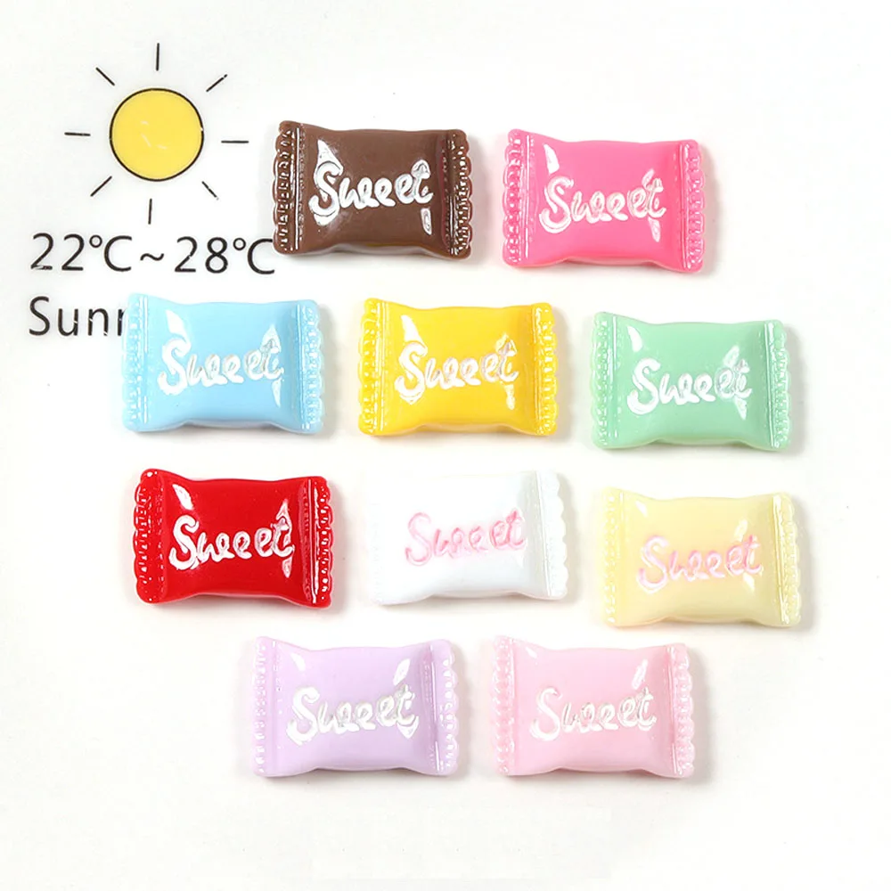 

50pcs/Bag 3D Resin Sweet Candy Nail Art Charms Cream Cute Jewelry 16*22mm Decorations Kawaii Press On Nails Design Accessories