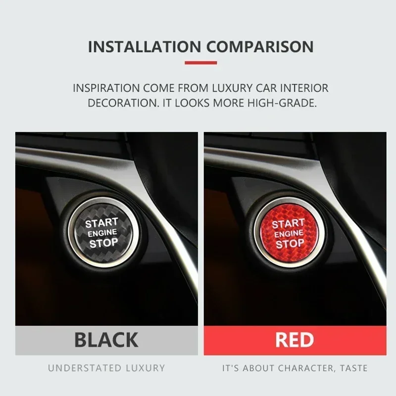 For Alfa Romeo Giulia Stelvio Real Dry Carbon Fiber Interior Decoration Engine Start Stop Button Cover Modification Accessories