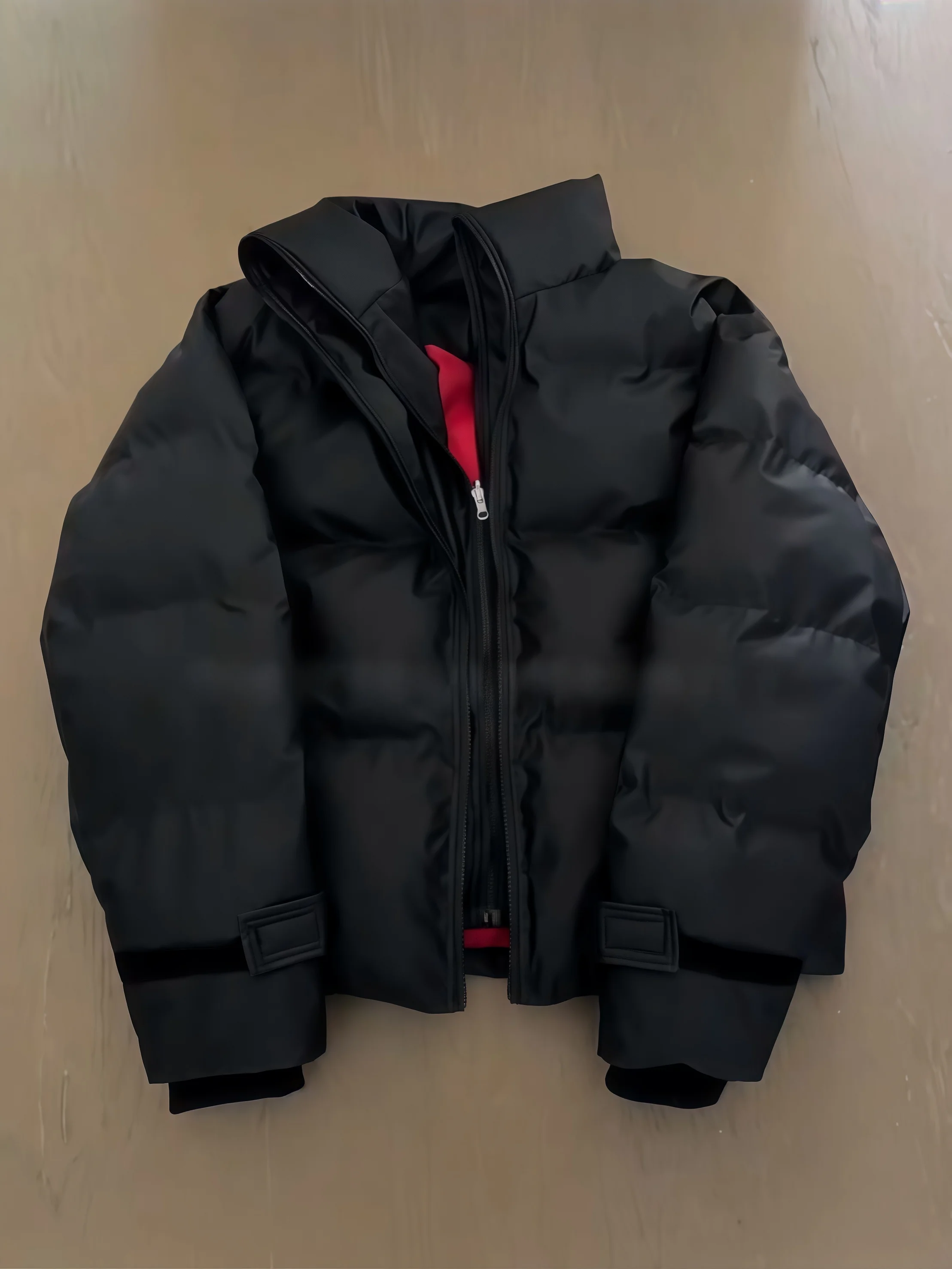 

Мужская утепленная зимняя куртка с воротником-стойкой из искусственной кожи, на хлопковом наполнителе, модная, с эффектом двухслойности, верхняя одежда