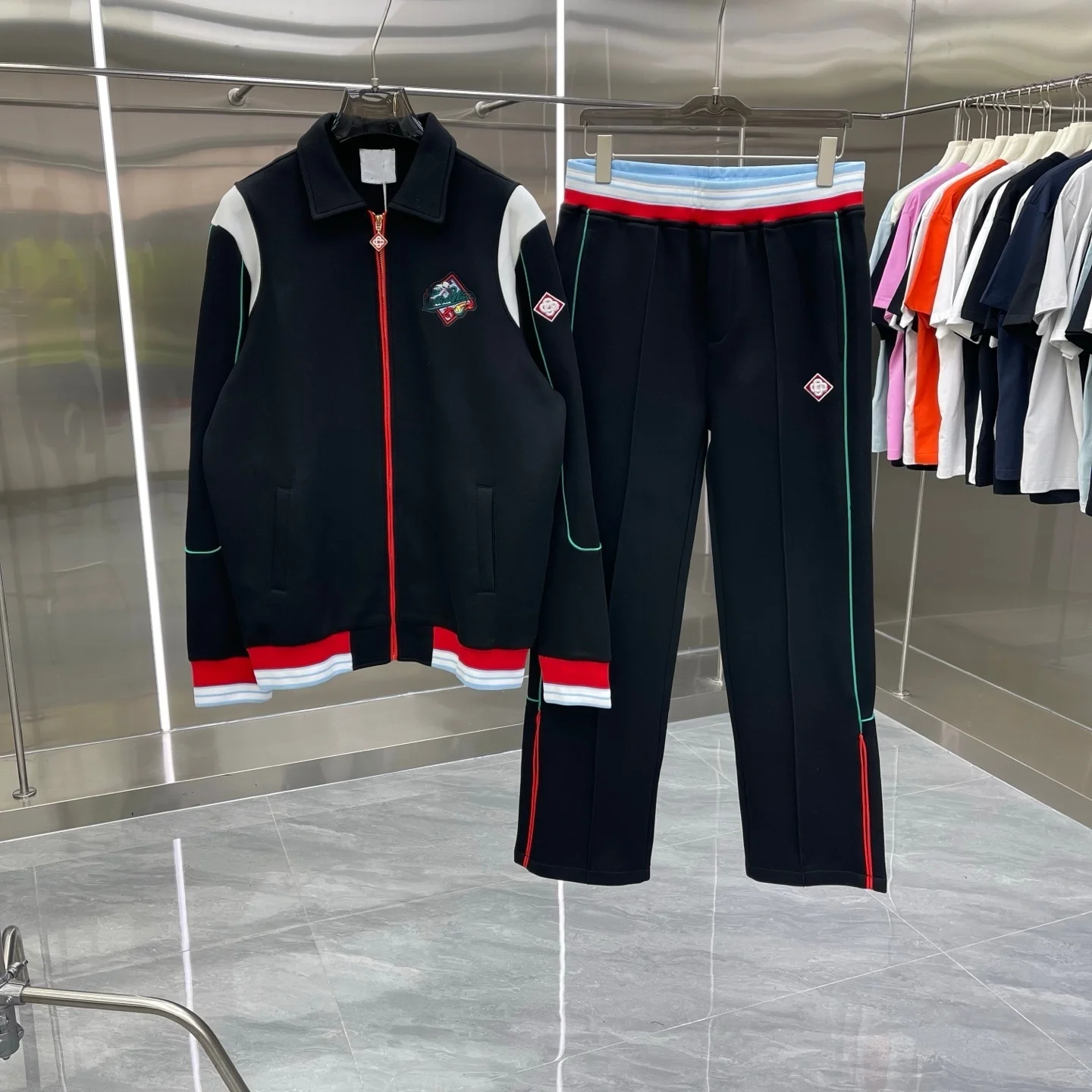 

Casual Sportswear Set for Men Autumn Winter New Sle Loose Fit Letter Embroidery Front And Ba Versatile Sle Polyester Fa...