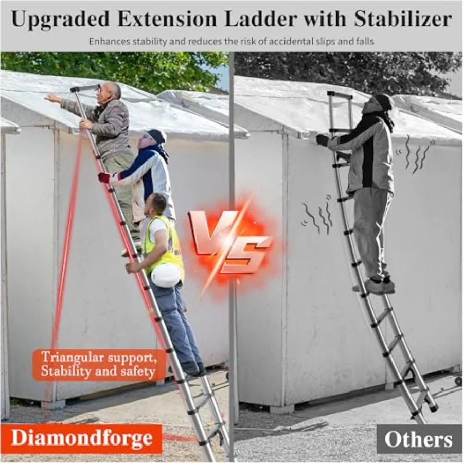 Telescoping Ladder Extension Telescopic Collapsible 12.5 FT RV Telescope Foldable Extendable Tall Compact Aluminum Ladders for