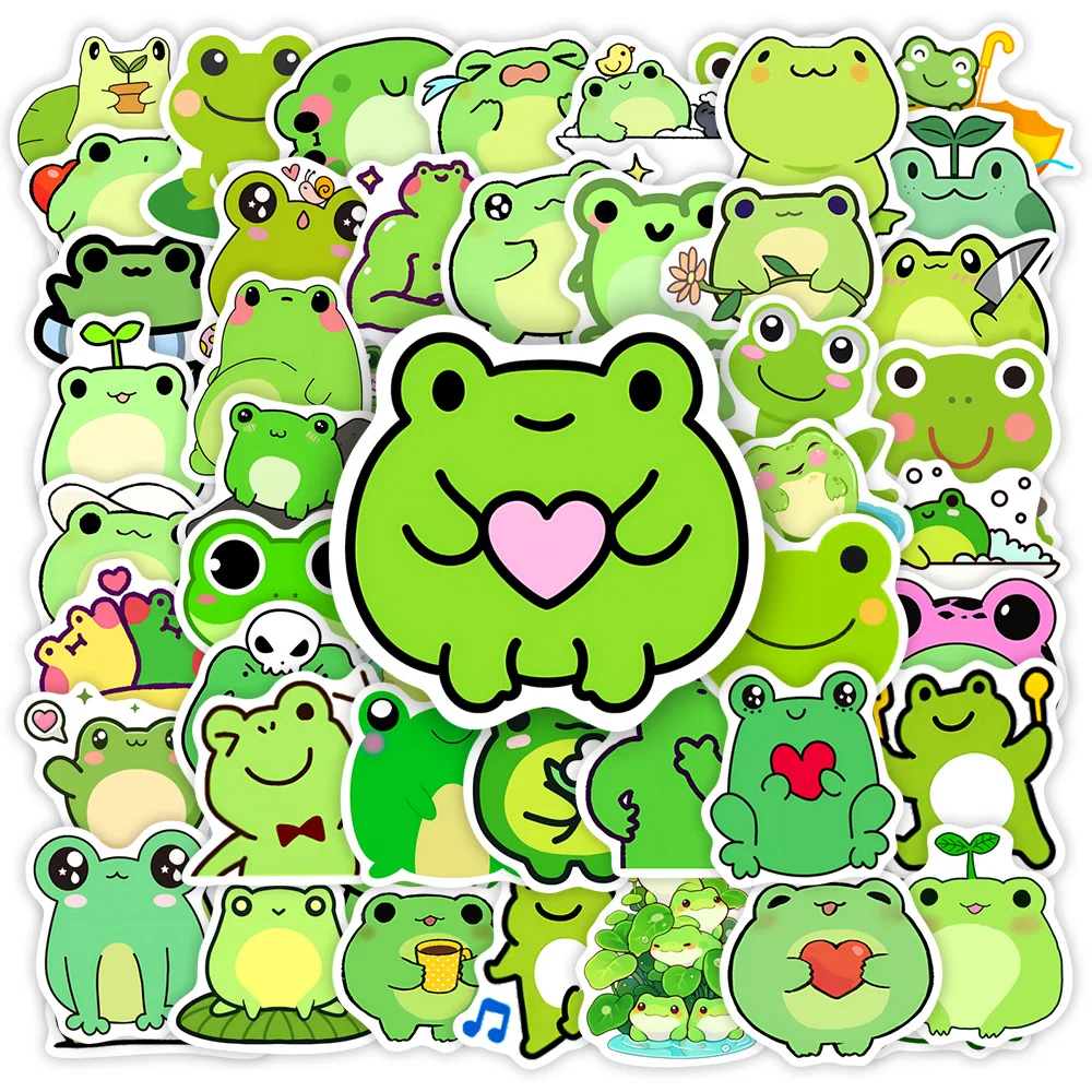 Śliczne naklejki z żabą z kreskówek Kawaii DIY zabawne zabawki dla dzieci naklejka na prezent na laptopa telefon księga gości butelki na bagaż dekoracyjne wodoodporne