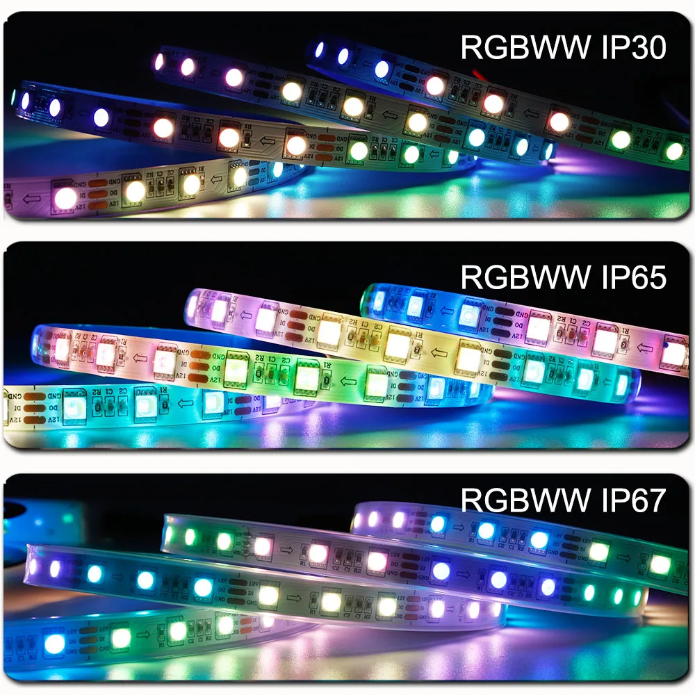 1-5M SK6812 RGBW światło listwa LED RGBWW 5050SMD 4 w 1 60LEDs/m adresowalna taśma LED do pikseli biała/czarna PCB IP30 IP65 IP67 DC12V