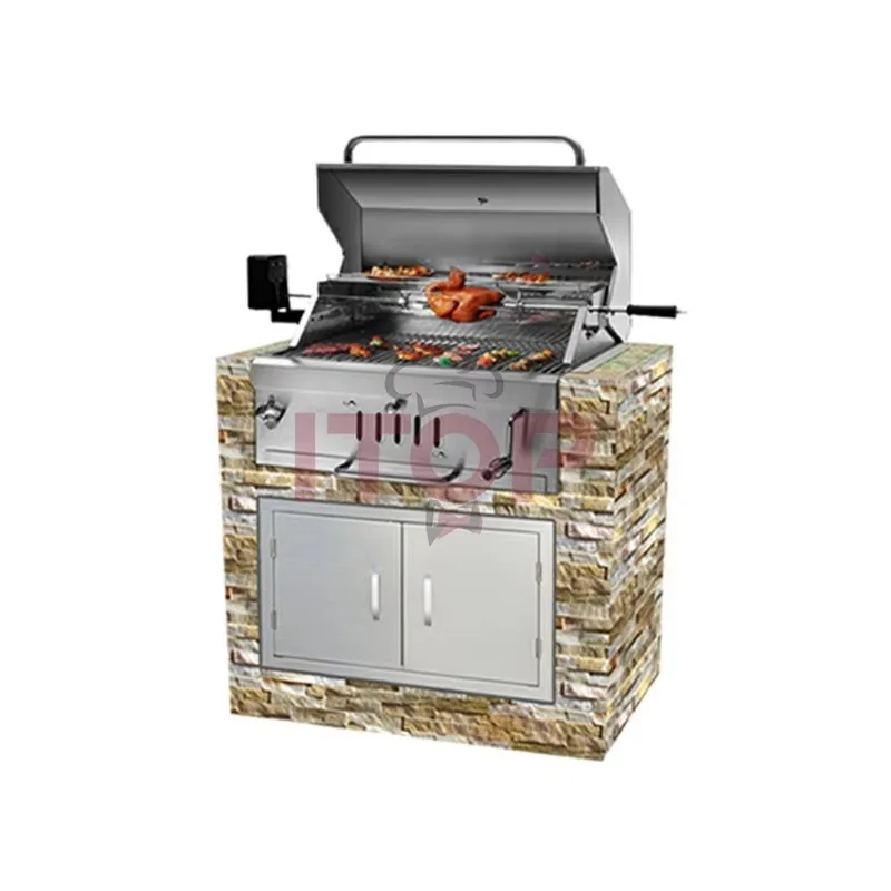 Large Outdoor Portable Camping TableTop Full 304 Stainless Steel Built-In Charcoal Grill BBQ Gas Grills  Family Barbecue Grill