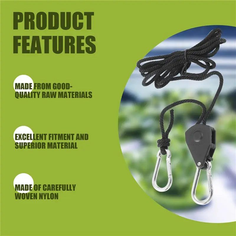 Exquisite-6Pcs 1/8 Inch Heavy-Duty Adjustable Growth Light Ratchet Rope Hanger, Used For Gardening Of Growing Lamps