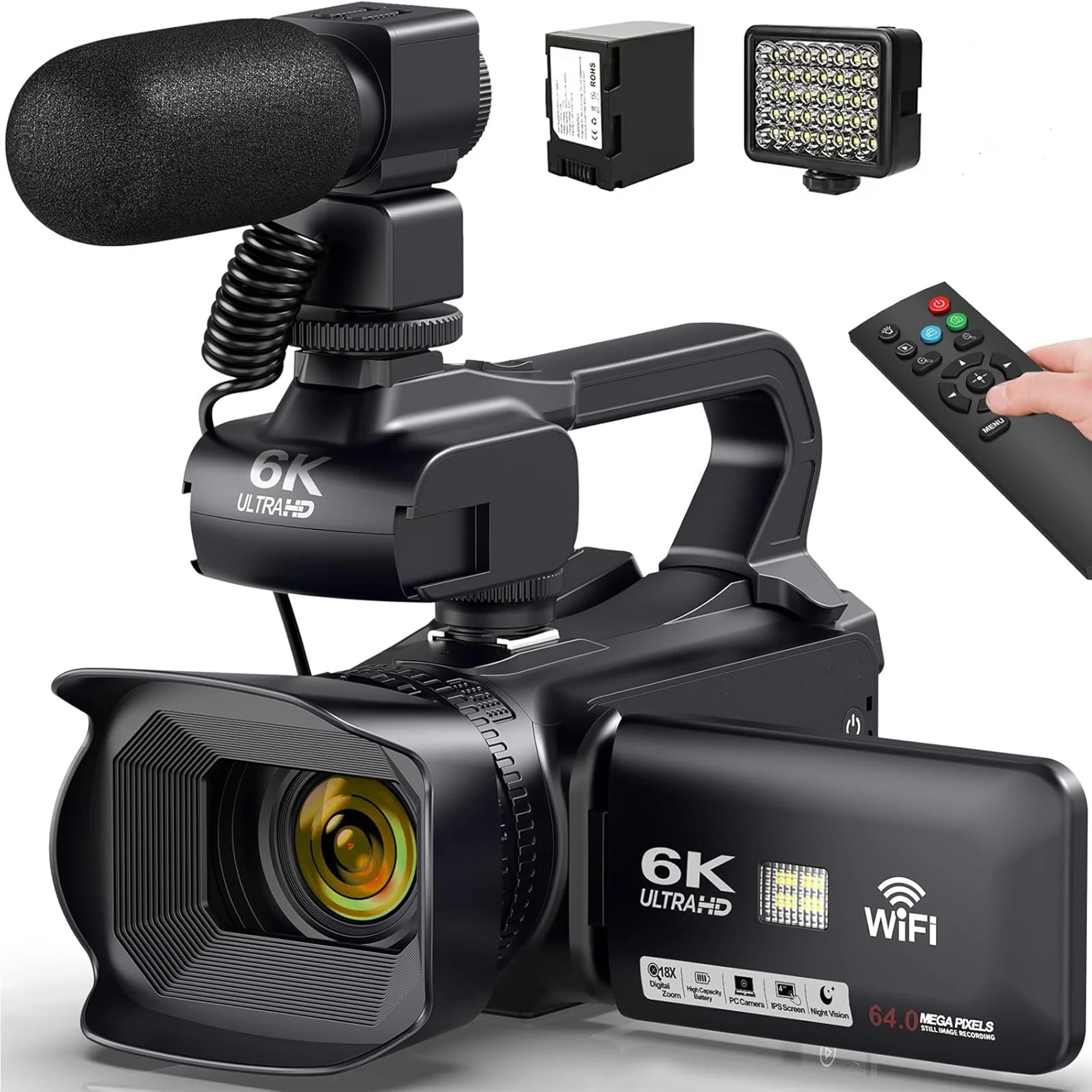 كاميرات فيديو احترافية عالية الدقة 6K 30FPS للتصوير الفوتوغرافي 18X تكبير رقمي يوتيوب كاميرات الفيديو المباشرة تسجيل مدونات الفيديو
