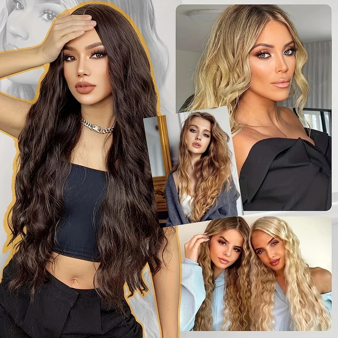 Clip-in-Haarverlängerungen, langes Wasserwellen-Kunsthaar zum Hinzufügen von Länge und Volumen, Corn Curly Clip-in-Verlängerung für Frauen – Detail 6