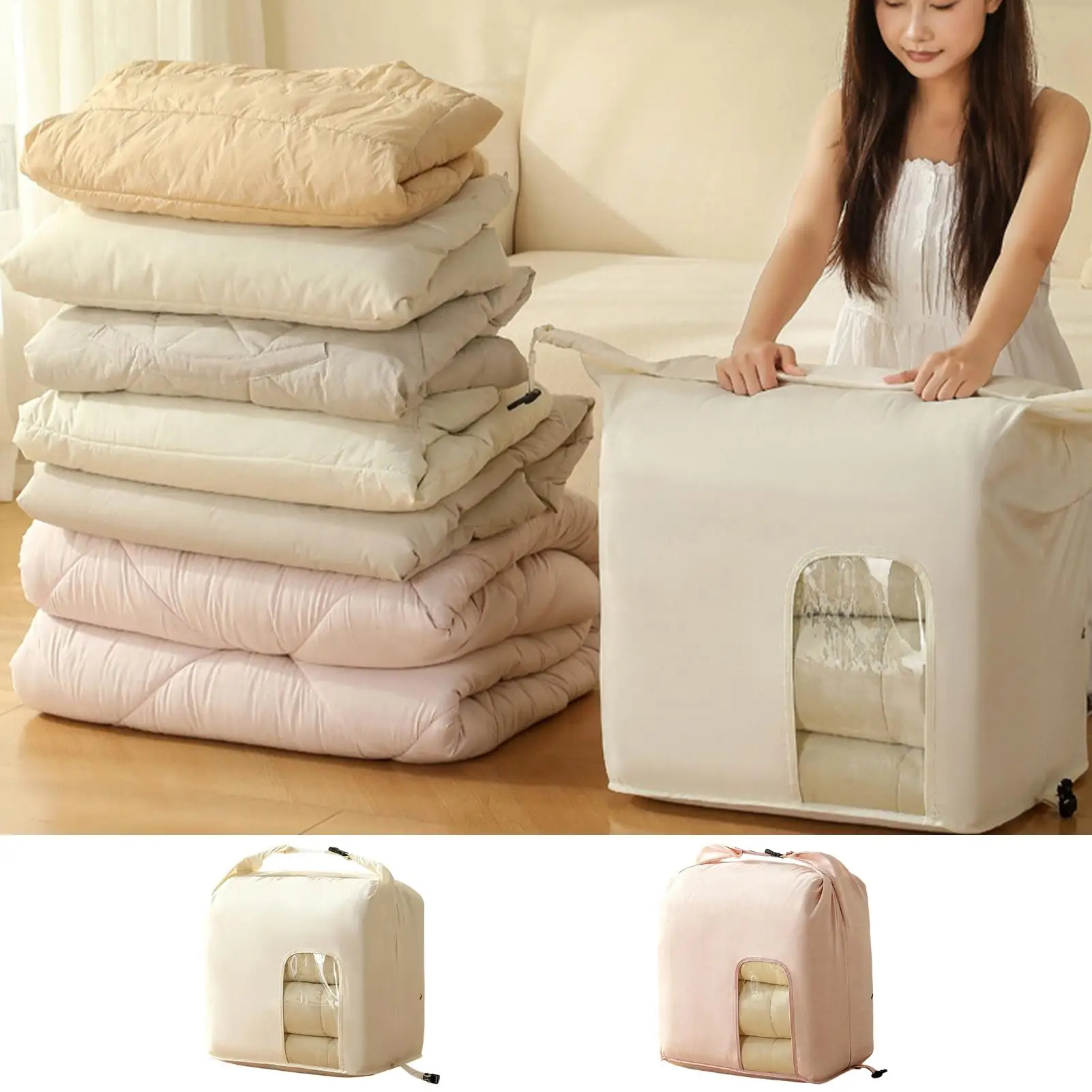 Compression Bags For Storage Dustproof Compression Clear Window Container Clothing Storage Bags For Comforters Pillows Blankets