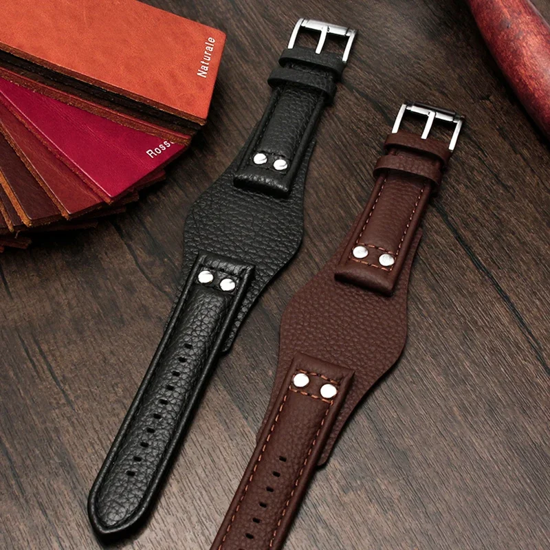 22mm Genuine Leather Watchband For Fossil CH2592 CH2564 CH2565 CH2891CH3051 wristband  men's tray strap with rivet style