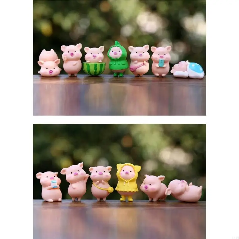 Resin Mini Pigs Miniature Pigs Figurine,Fairys Garden Accessories Garden,Microlandscape,Plant Pot,Bonsais Crafts 