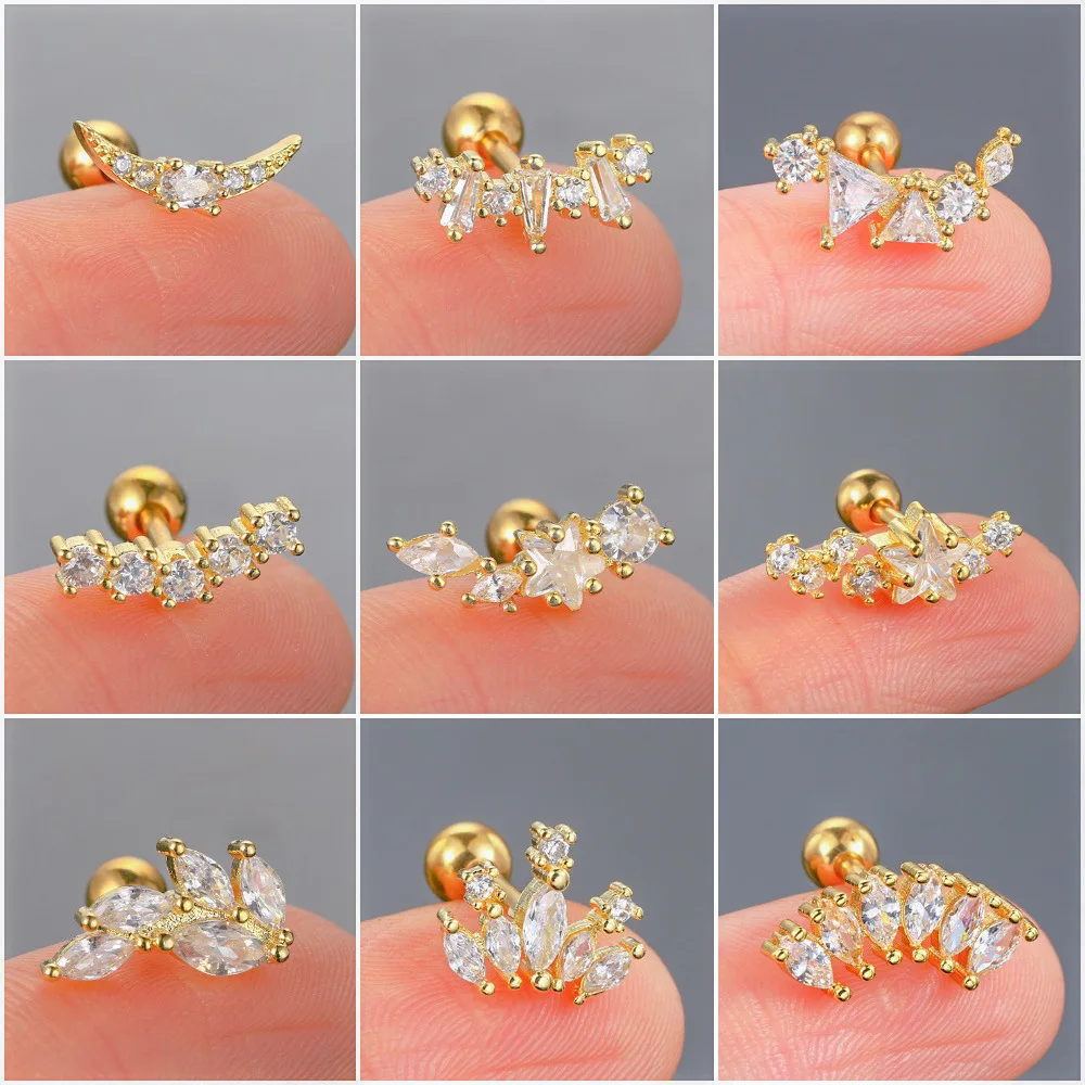 

Luxury Moon Earrings Silver Women Crown Stud Earrings Trendy Gold-plated Copper Inlaid Zircon Earring Girl Fashion Jewelry Gift