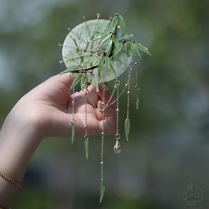 

Heat shrinkable flower hairpin Hanfu ancient style walking umbrella hairpin hairpin cheongsam disc hair fringed walking
