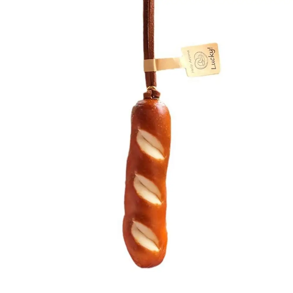 

Creative Bagel Alkaline Bread Pendant Keyring Cute Pretzel Key Chain Rope Bag Hanging Croissant Bag Accessory Hanging Accessory