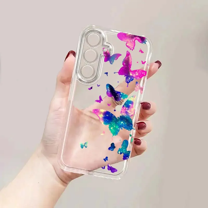 

Colorful Love Letter Butterfly Phone Case For Samsung S25 S24 S23 S22 S21 S20 S10 Ultra Plus Edge FE 5G Transparent