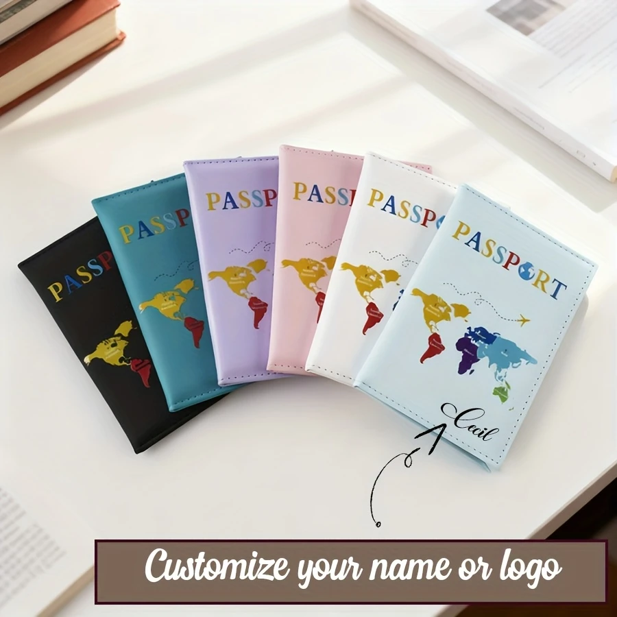 

Personalized Custom Letter Name Passport Holder, New Colorful Map Passport Case, Document Storage Bag, Travel Wallet Suitable