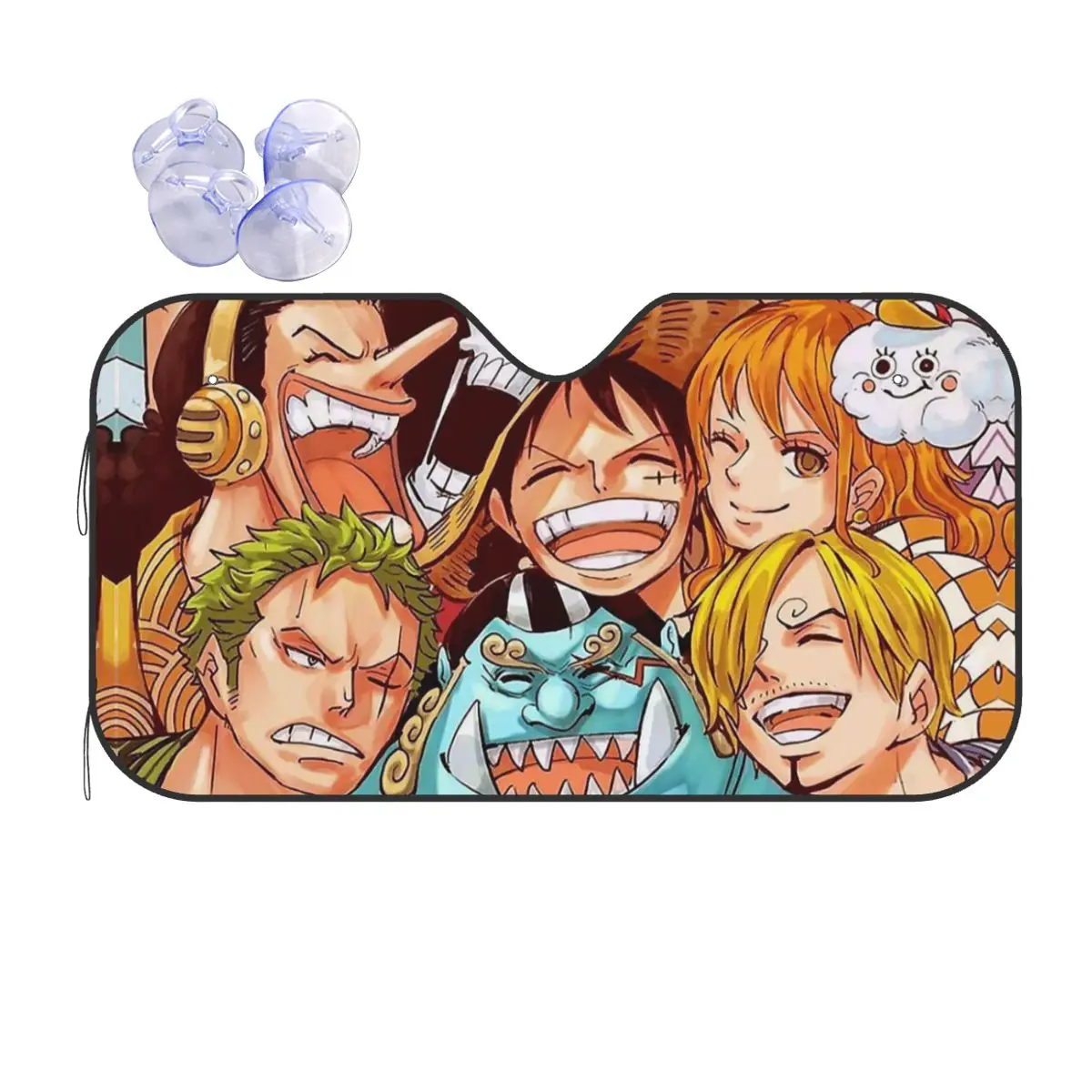 One Piece Straw Hat Pirates Cute Windshield Sunshade 76x140cm Luffy Zoro Foils Sun Visor Car-covers