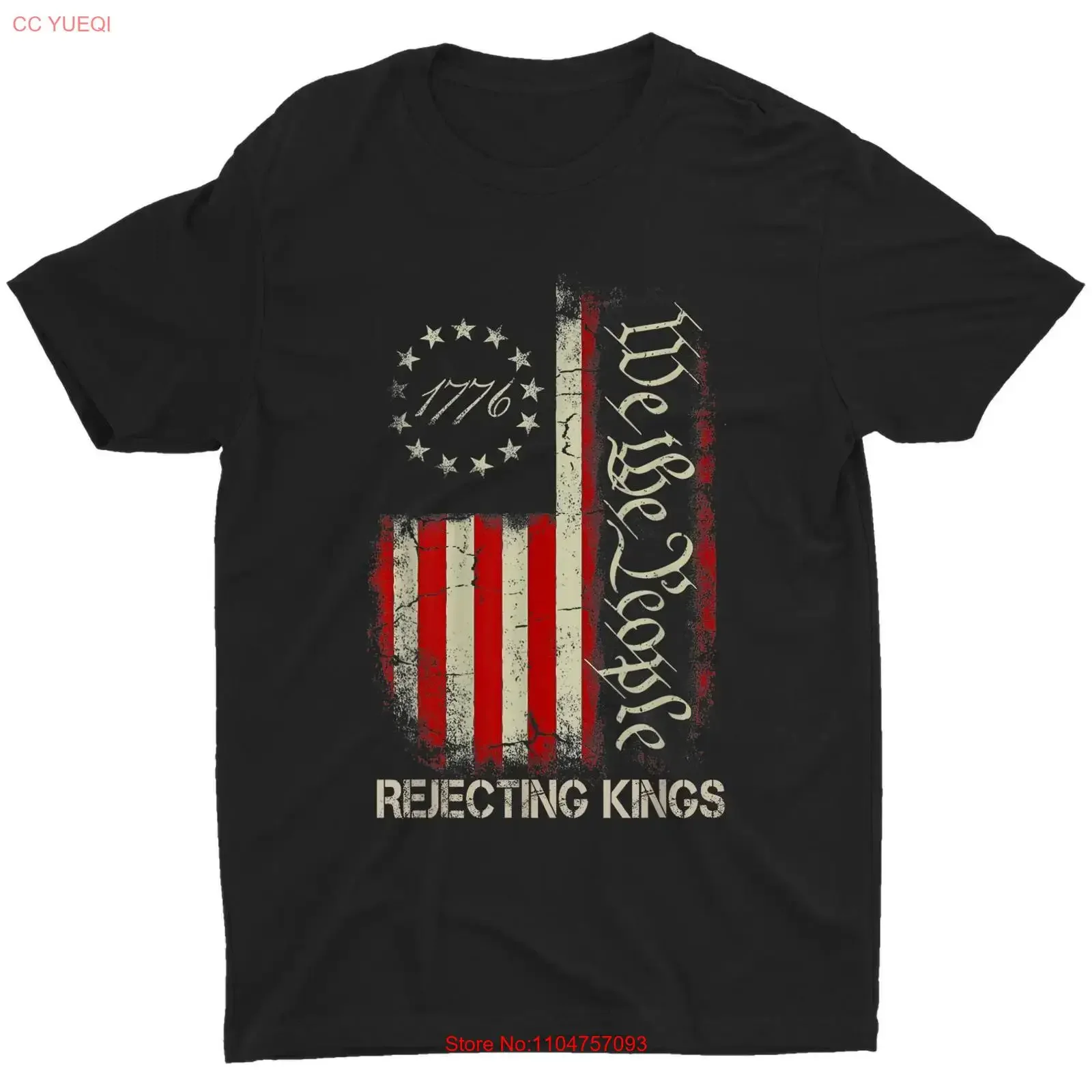 Rejecting Kings Since 1776 American Flag USA 4th of July T Shirt vintage Washed Comfortable Slightly Top For Everyday Wear