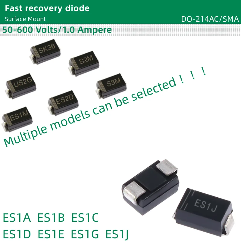 50pcs/lot Fast recovery diode DO-214AC/SMA package ES1A ES1B ES1C ES1D ES1E ES1G ES1J Surface Mount 50-600 Volts 1.0 Ampere