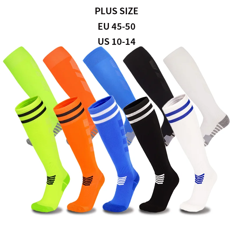 

Plus Size Men’s Football Socks Eur Size 45-50 /US 10-14 Extra Large Athletic Knee High Cushioned Striped Socks for Baseball