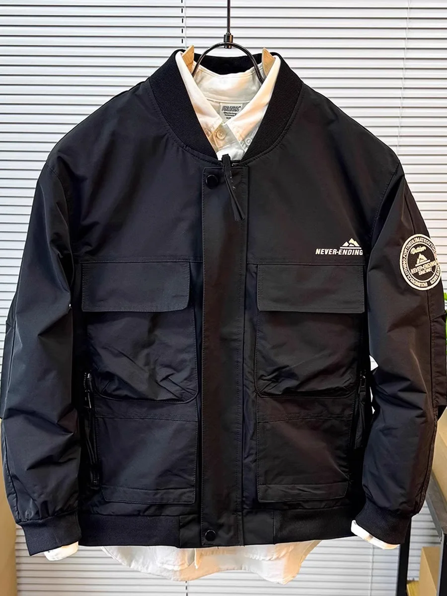 

Casual American Sle Men's Jaet Baseball Collar irt Spring Autumn New Faion Trendy Haome Leisure Windproof Polyeste...