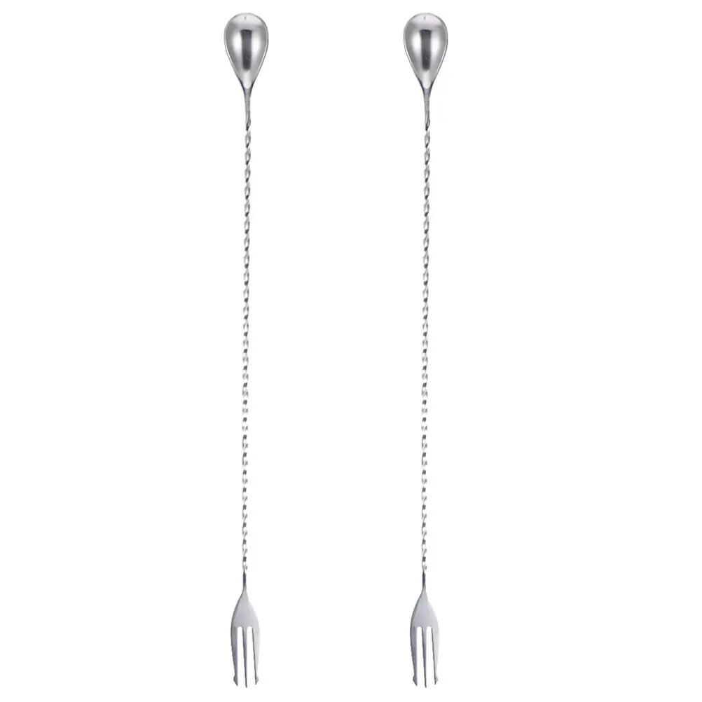 

2 Pcs Thickened Stainless Steel Spoon Making Mixing Sticks Drink Stirrers Stirring Juice