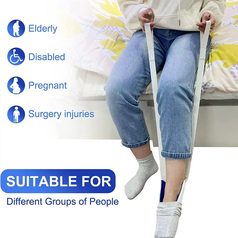 Sock Wearing Aid Kit Patient Portable Shoehorn Sock Helper No-bending Sock-threading Tool for Elderly and Pregnant Women