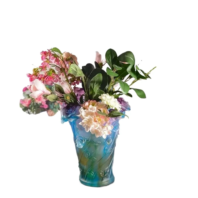 New Design Transparent Crystal Pasted Glass Vase for Wedding Table Centerpiece