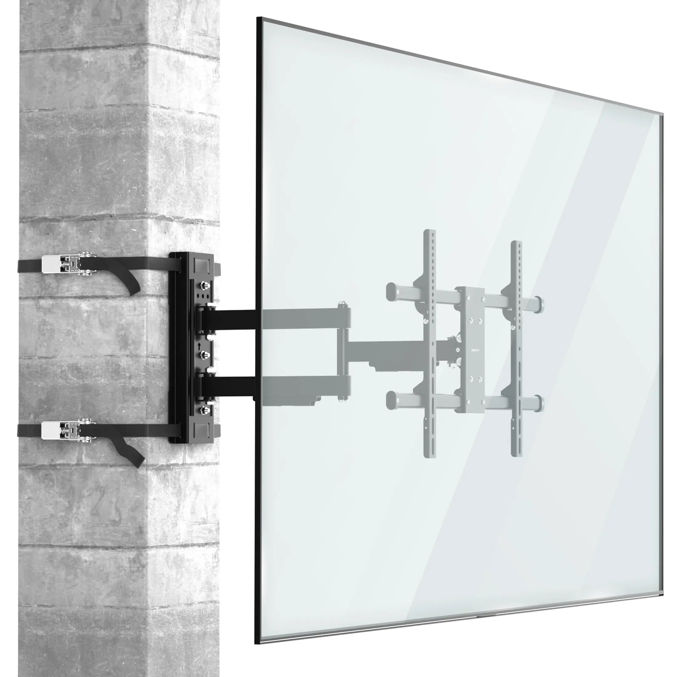 Weatherproof Pillar TV Mount, Column Post Mount for Patio Gazebo Pergola, Full Motion Swivel Tilt Extend, Fits 37-83