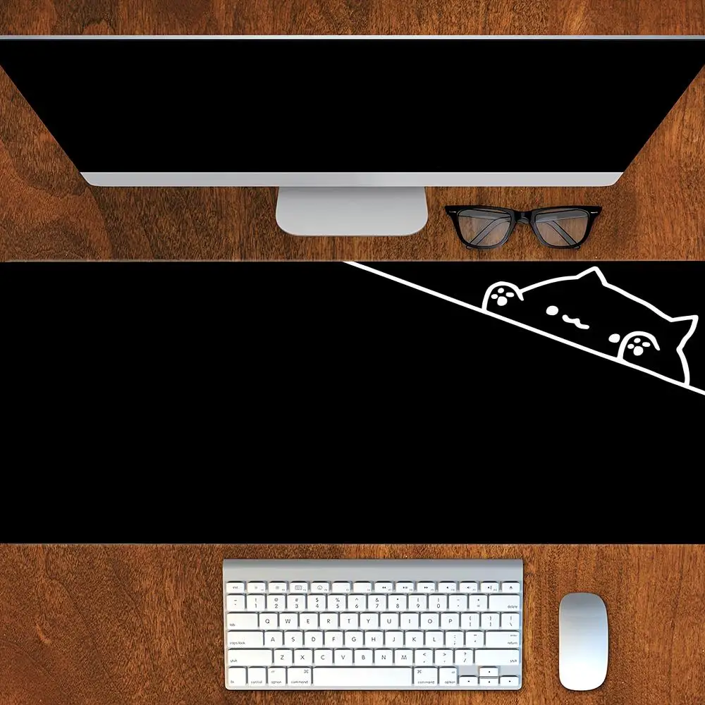 

Bongo Cat Black Cat Kawaii Mouse Pad White Minimalistic Gaming Laptop Large HYB XXC Anime Office Carpet Gamer Keyboard Mat